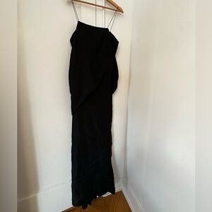 Trosman Black Evening Assimetric Silk Dress